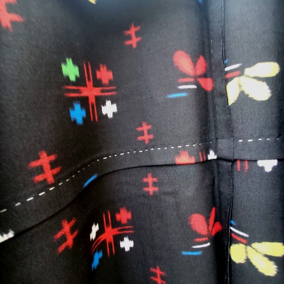 Vintage Black Kimono Abstract Floral Wool Blend Hand Stitched NWOT Dead Stock - Picture 8 of 9